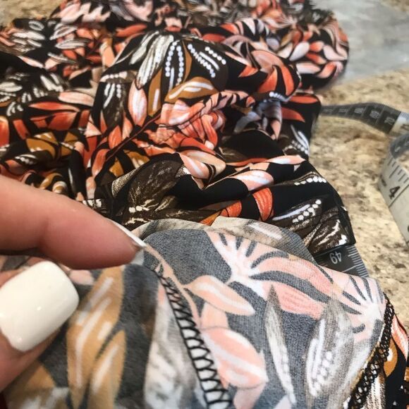 Floral Orange Brown Short Sleeve Shirt Women's Size 26 28 - Picture 5 of 8